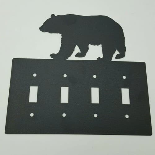 Wildlife Bear Black Quadruplet Switch & Toggle Plates Country Western Cabin - Thumbnail 7