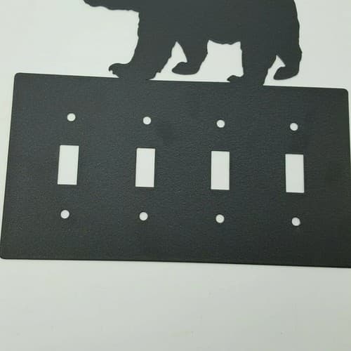 Wildlife Bear Black Quadruplet Switch & Toggle Plates Country Western Cabin - Thumbnail 8
