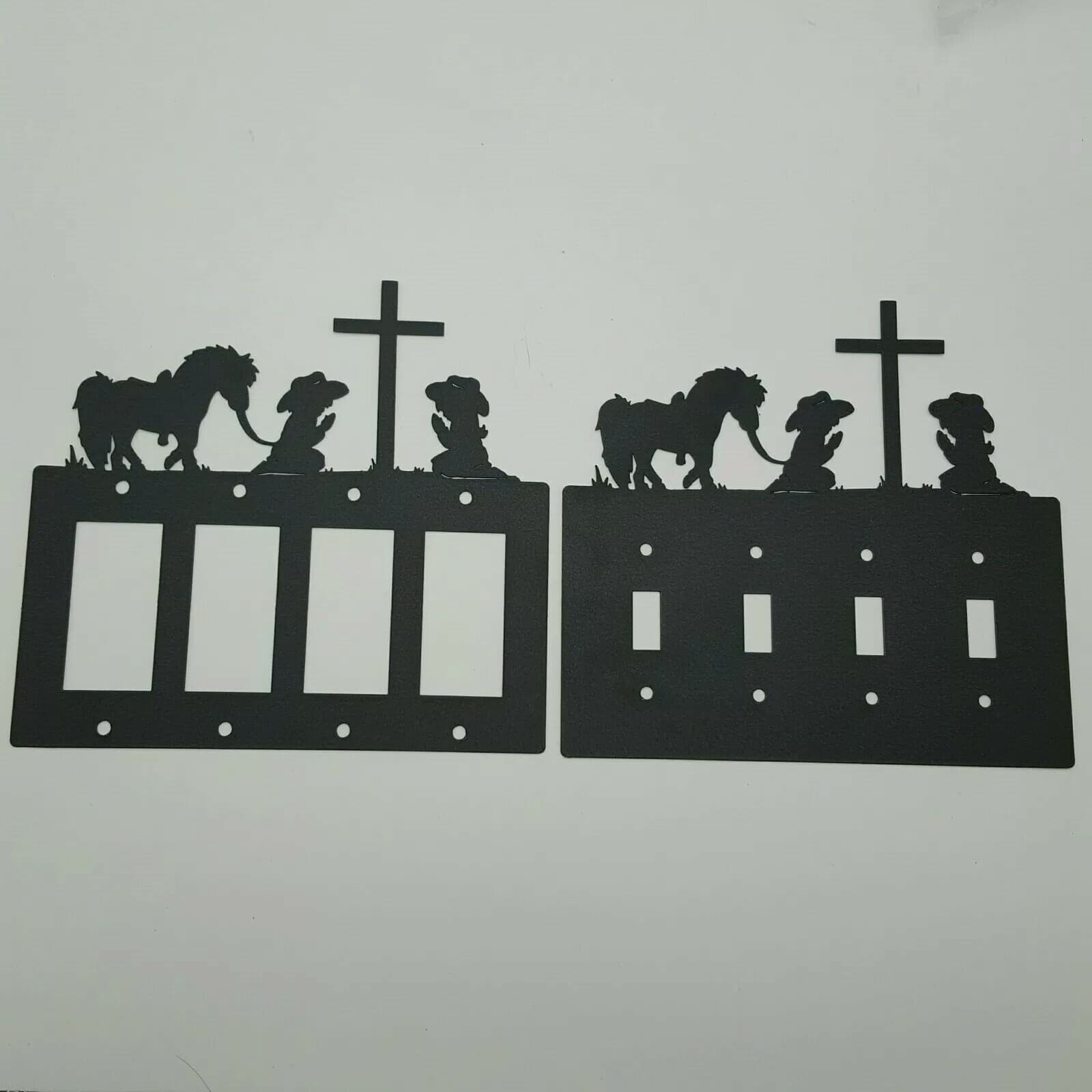 Children Kneeling In Prayer Quadruplet Switch & Toggle Plates Country Western - Thumbnail 2