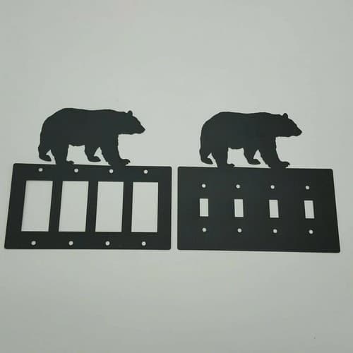 Wildlife Bear Black Quadruplet Switch & Toggle Plates Country Western Cabin - Thumbnail 2
