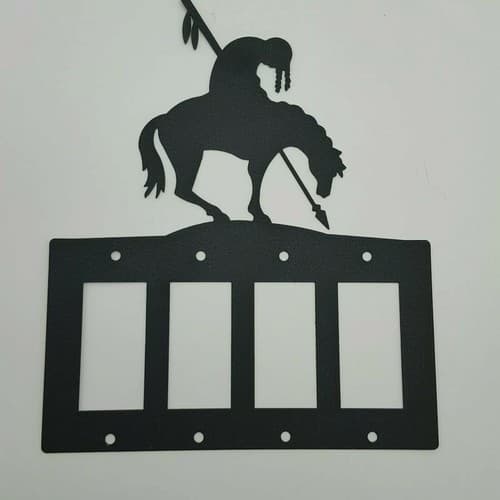 End Of The Trail Black Quadruplet Switch & Toggle Plates Country Western Cabin - Thumbnail 3