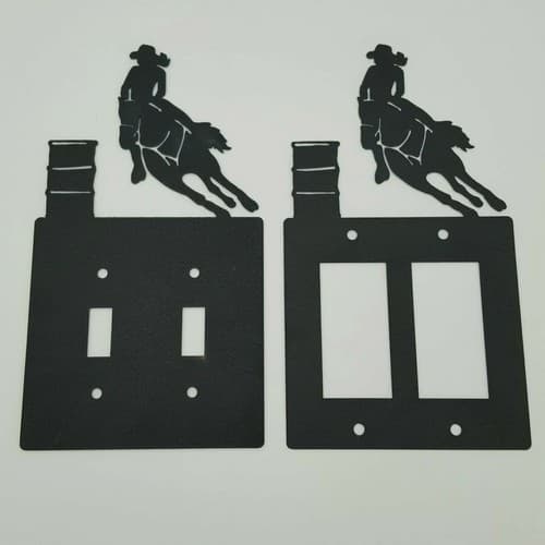 Barrel Racing Cowgirl Black Outlet Covers Switch Plates Toggle Country Western - Thumbnail 4