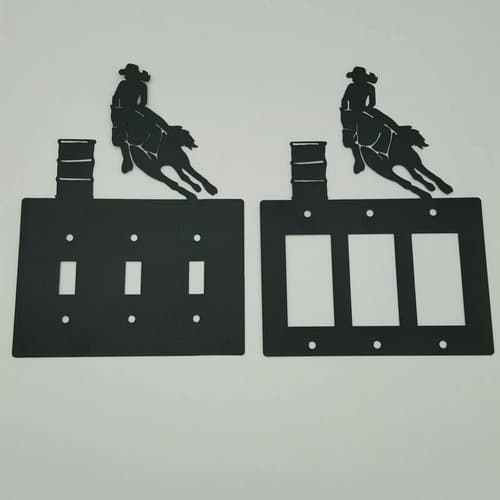 Barrel Racing Cowgirl Black Outlet Covers Switch Plates Toggle Country Western - Thumbnail 7