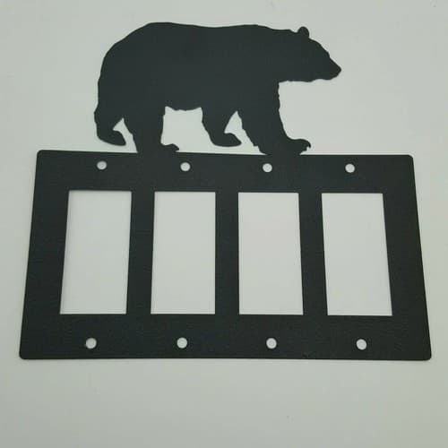 Wildlife Bear Black Quadruplet Switch & Toggle Plates Country Western Cabin - Thumbnail 3