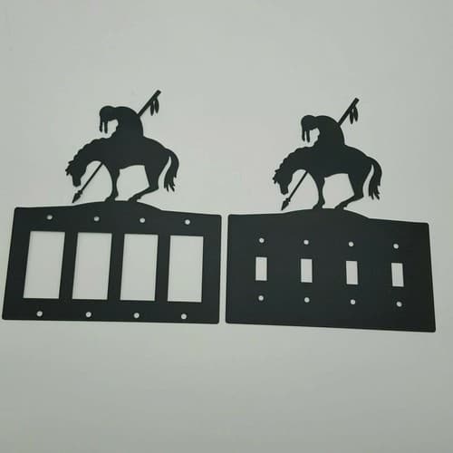 End Of The Trail Black Quadruplet Switch & Toggle Plates Country Western Cabin - Thumbnail 2