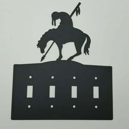 End Of The Trail Black Quadruplet Switch & Toggle Plates Country Western Cabin - Thumbnail 7