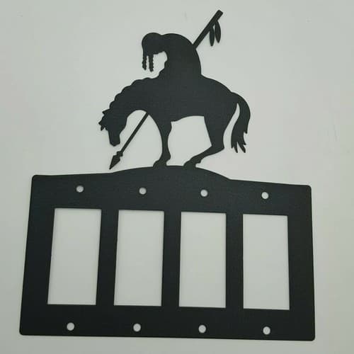 End Of The Trail Black Quadruplet Switch & Toggle Plates Country Western Cabin - Thumbnail 4