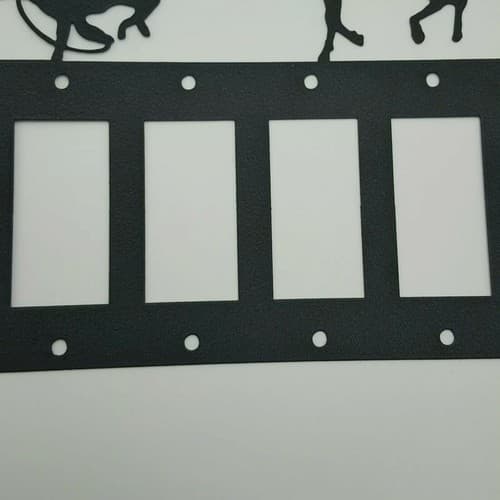 Cowboy Roping Calf Black Quadruplet Switch & Toggle Plates Country Western Cabin - Thumbnail 5