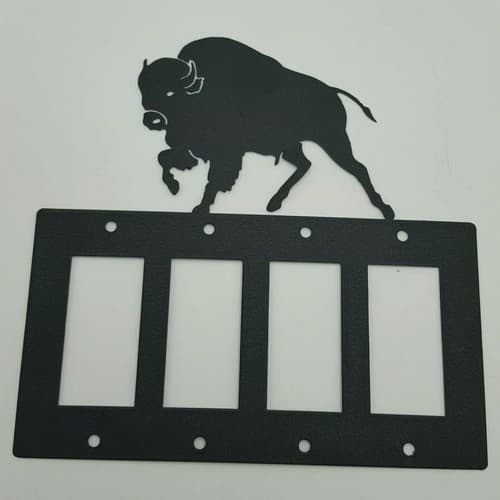 Wildlife Buffalo Black Quadruplet Switch & Toggle Plates Country Western Cabin - Thumbnail 3