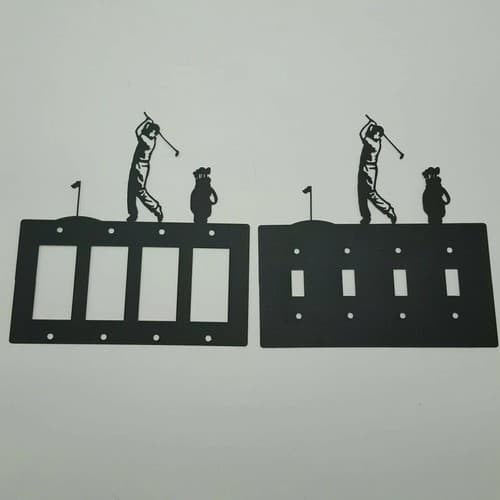 Golf Golfer Golfing Swing Men Quadruplet Switch & Toggle Plates Sport Design - Thumbnail 2