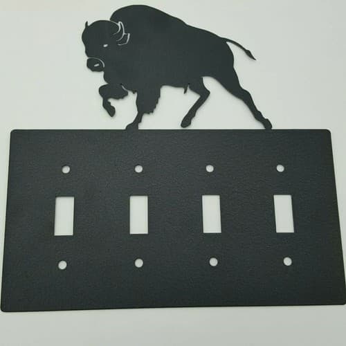 Wildlife Buffalo Black Quadruplet Switch & Toggle Plates Country Western Cabin - Thumbnail 6