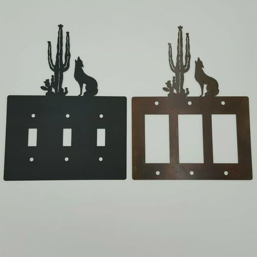 Coyote Howl Black Outlet Covers Switch Plates Toggle Country Western Cabin - Thumbnail 8