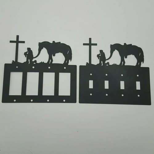Cowboy Kneeling In Prayer Quadruplet Switch & Toggle Plates Country Western - Thumbnail 2