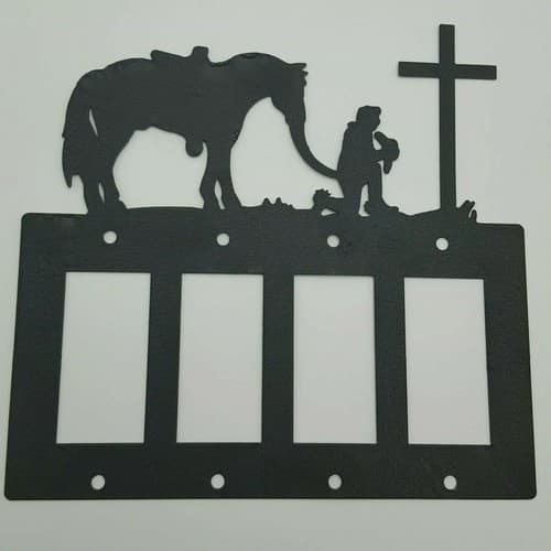 Cowboy Kneeling In Prayer Quadruplet Switch & Toggle Plates Country Western - Thumbnail 3