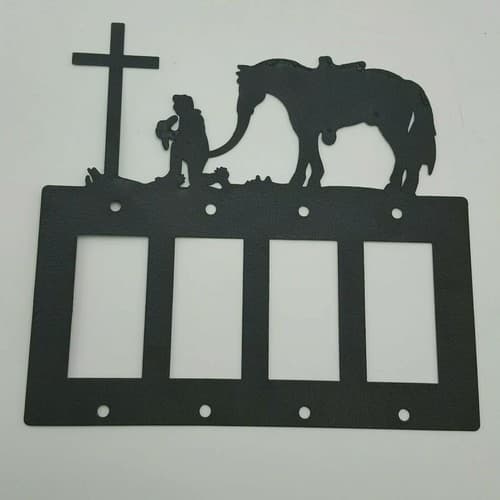 Cowboy Kneeling In Prayer Quadruplet Switch & Toggle Plates Country Western - Thumbnail 4