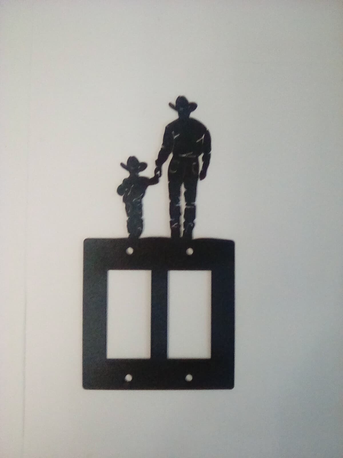 Cowboy And Son Walking Toggle Plate Cover Metal Silhouette Men Country Ranch - Thumbnail 6