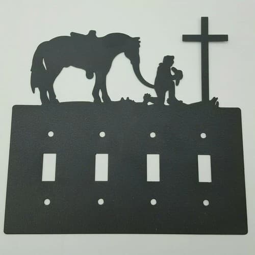 Cowboy Kneeling In Prayer Quadruplet Switch & Toggle Plates Country Western - Thumbnail 6
