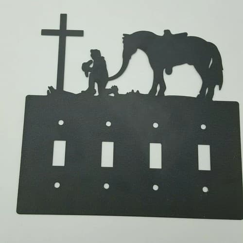 Cowboy Kneeling In Prayer Quadruplet Switch & Toggle Plates Country Western - Thumbnail 7