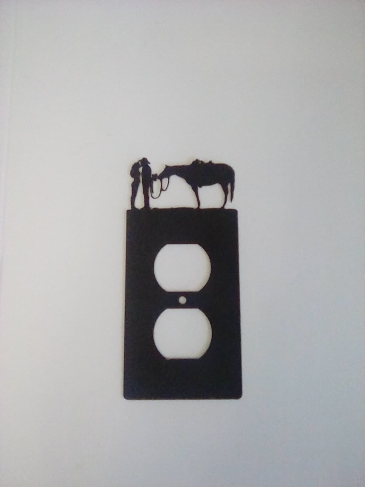 Cowboy And Lady Horse Love County Ranch Lodge Cabin Metal Outlet Cover - Thumbnail 5