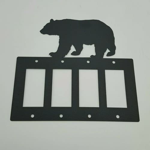 Wildlife Bear Black Quadruplet Switch & Toggle Plates Country Western Cabin - Thumbnail 4