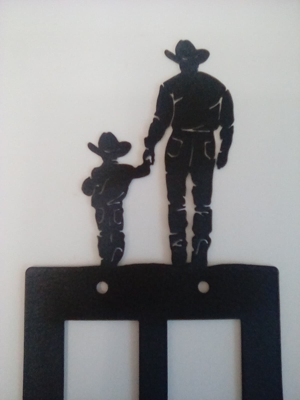Cowboy And Son Walking Toggle Plate Cover Metal Silhouette Men Country Ranch - Thumbnail 7