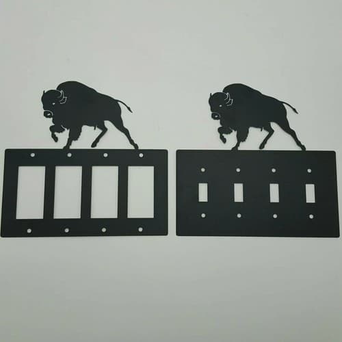 Wildlife Buffalo Black Quadruplet Switch & Toggle Plates Country Western Cabin - Thumbnail 2