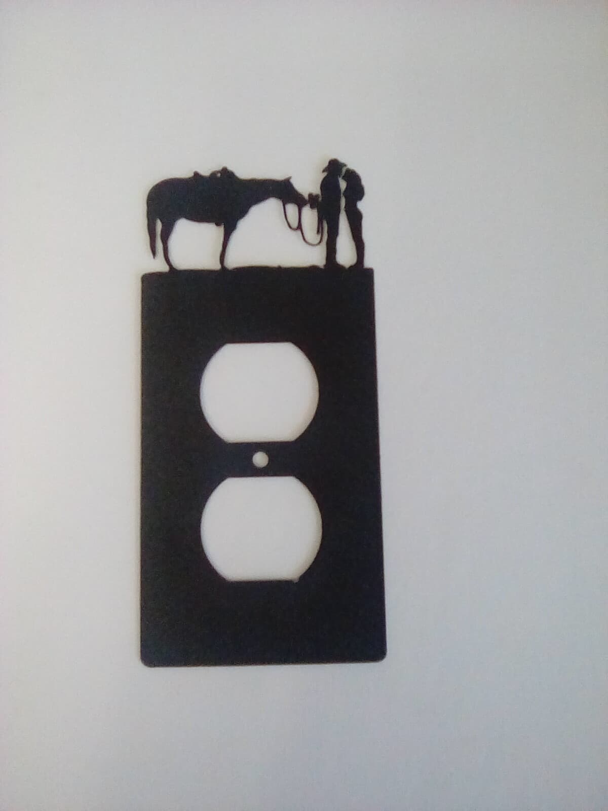 Cowboy And Lady Horse Love County Ranch Lodge Cabin Metal Outlet Cover