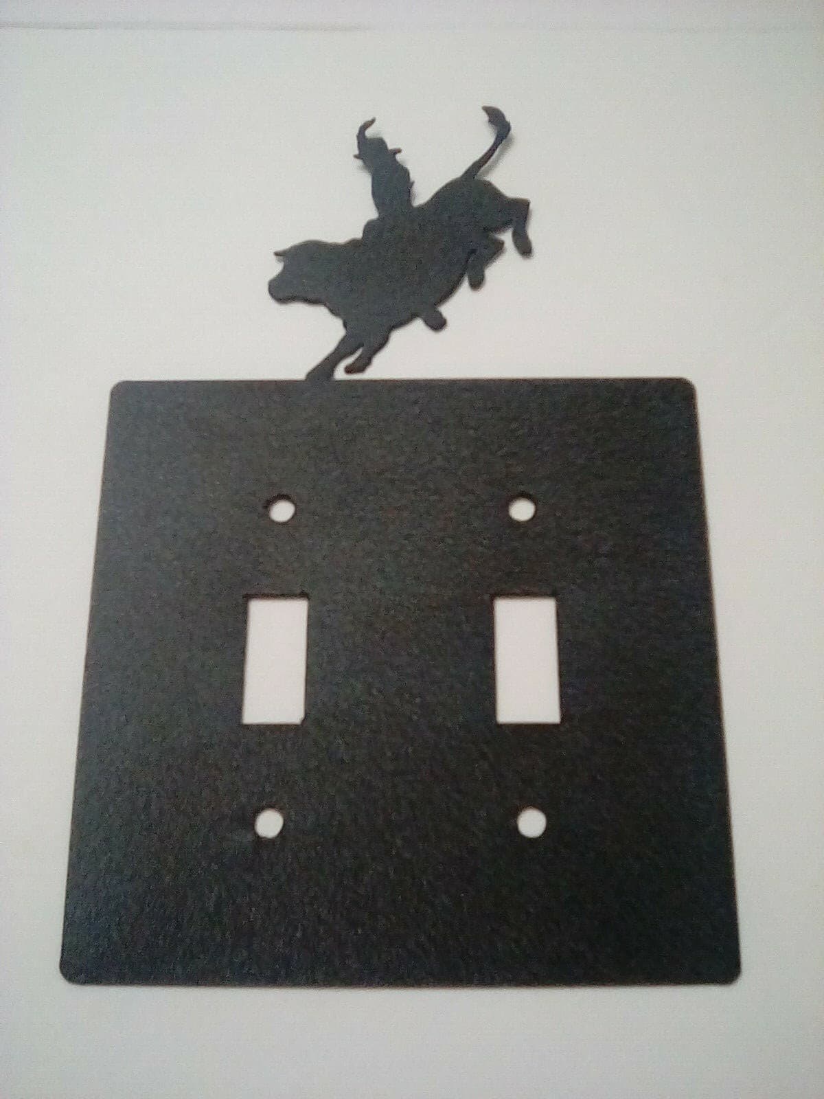 Switch Plate Cover Cowboy Bull Riding Rodeo Metal Country Ranch Cabin Ranch - Thumbnail 2