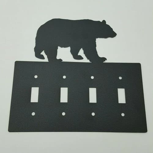 Wildlife Bear Black Quadruplet Switch & Toggle Plates Country Western Cabin - Thumbnail 6