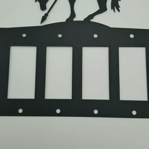 End Of The Trail Black Quadruplet Switch & Toggle Plates Country Western Cabin - Thumbnail 5