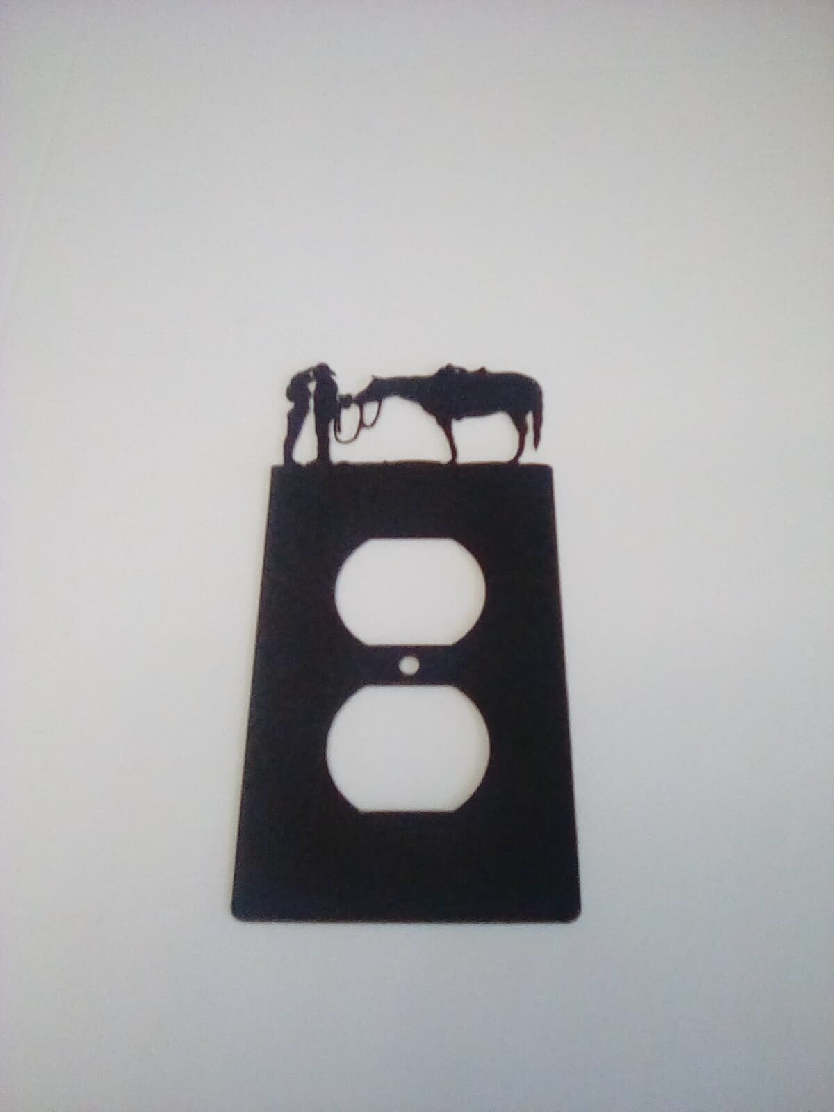 Cowboy And Lady Horse Love County Ranch Lodge Cabin Metal Outlet Cover - Thumbnail 6