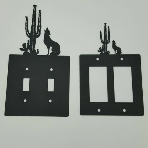 Coyote Howl Black Outlet Covers Switch Plates Toggle Country Western Cabin - Thumbnail 5