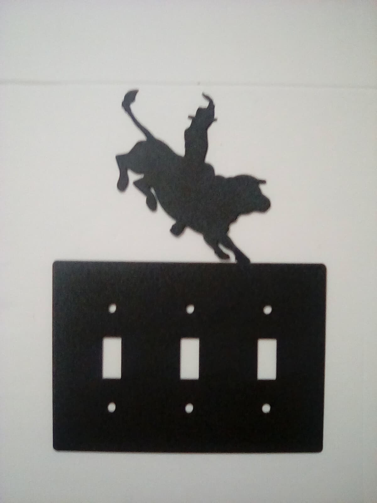 Switch Plate Cover Cowboy Bull Riding Rodeo Country Ranch Lodge Cabin Metal - Thumbnail 2