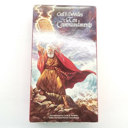 The Ten Commandments VHS HI-FI Stereo 2-Tape Set Cecil B Milles Used Paramount