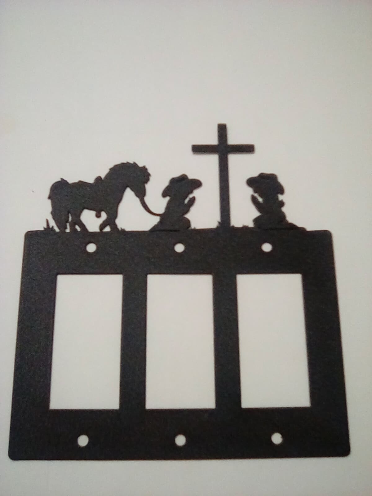 Triple Toggle Plate Cover Cowboy Cowgirl Praying Cross Pony Rustic Country New - Thumbnail 7