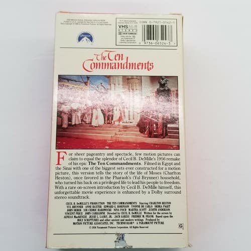 The Ten Commandments VHS HI-FI Stereo 2-Tape Set Cecil B Milles Used Paramount - Thumbnail 4