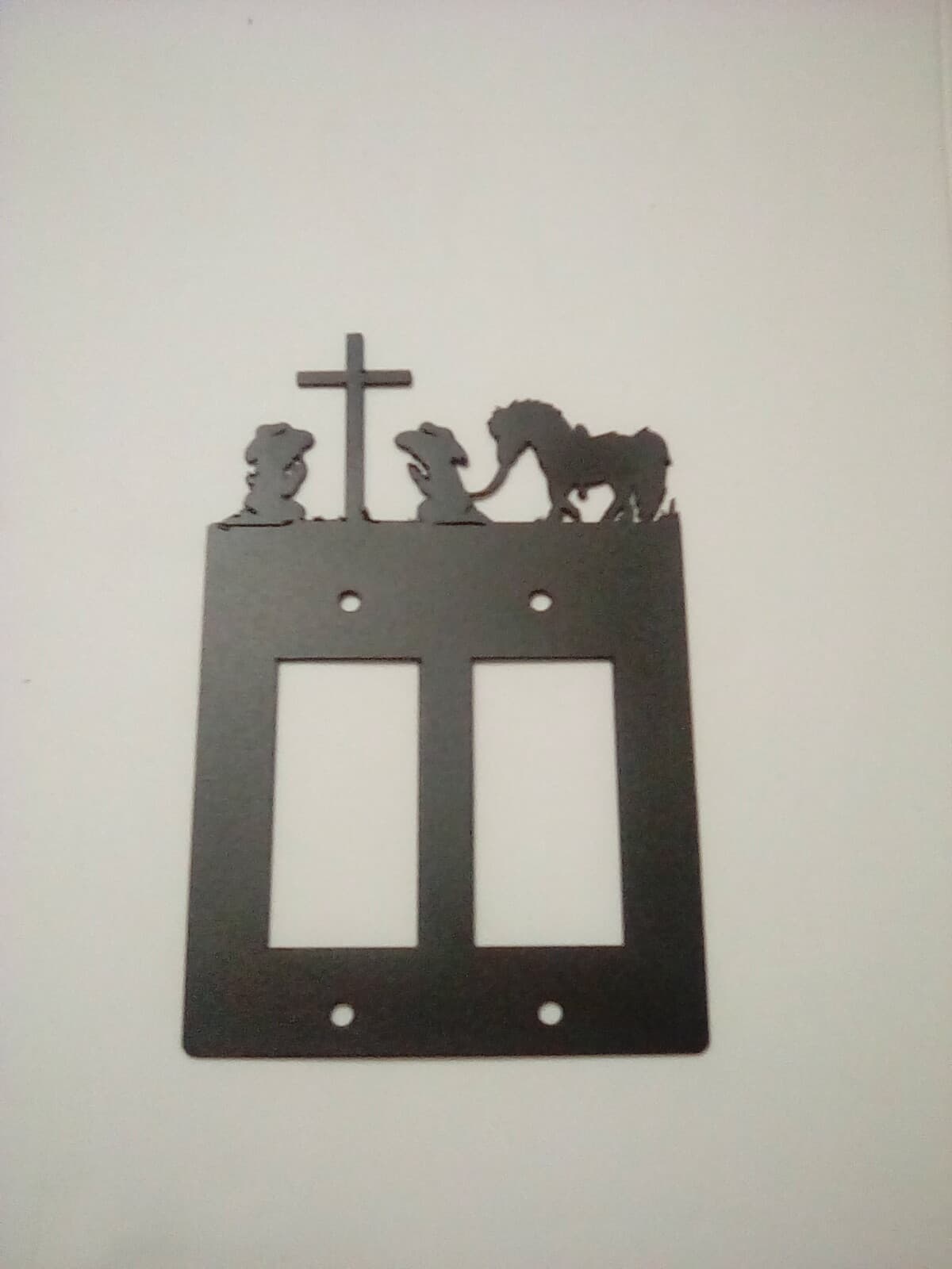 Double Toggle Plate Cover Cowboy Cowgirl Praying Cross Pony Rustic Country New