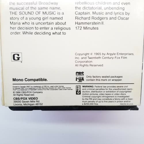 The Sound of Music CBS FOX Video Christopher Plummer 2 VHS Tape Set Hi Fi Stereo - Thumbnail 7