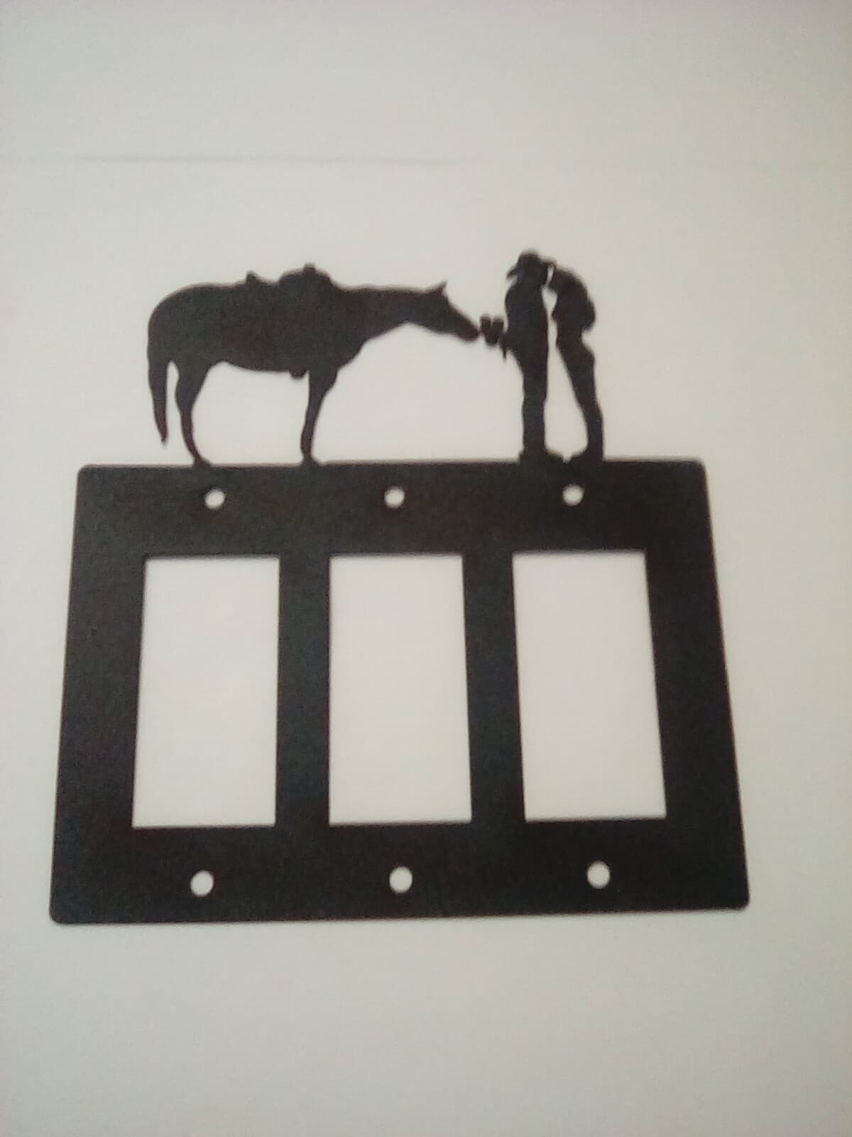 Triple Toggle Outlet Cover Cowboy Lady Love County Ranch Lodge Cabin Rustic New - Thumbnail 5