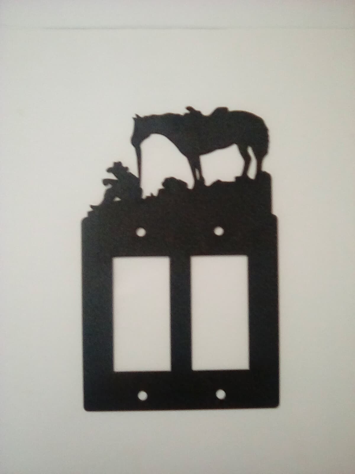 Double Toggle Plate Cover Cowboy Horse County Ranch Cabin Lodge Metal Black - Thumbnail 6