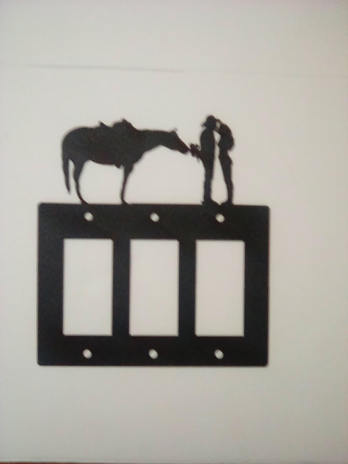 Triple Toggle Outlet Cover Cowboy Lady Love County Ranch Lodge Cabin Rustic New - Thumbnail 6