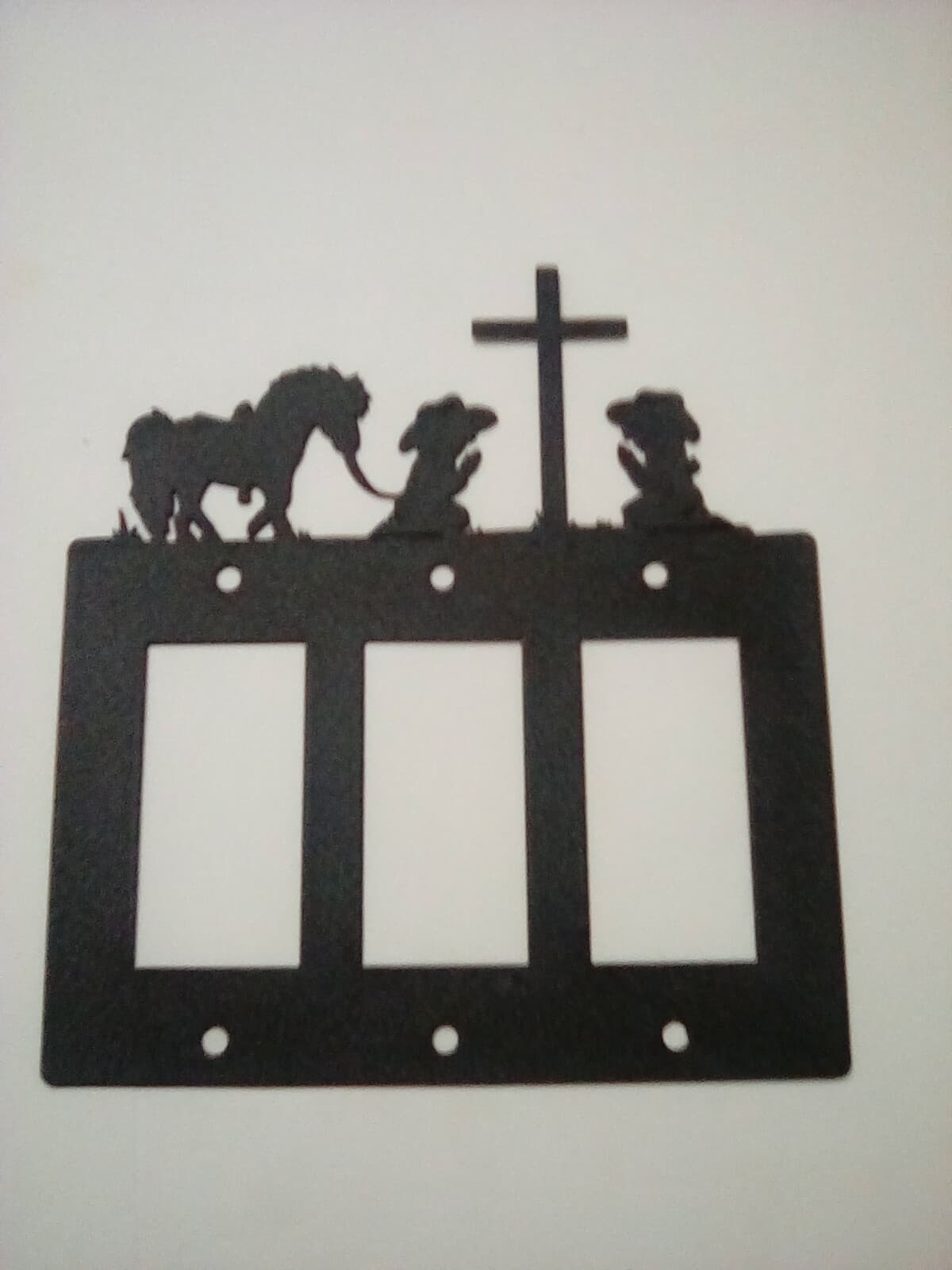 Triple Toggle Plate Cover Cowboy Cowgirl Praying Cross Pony Rustic Country New - Thumbnail 5