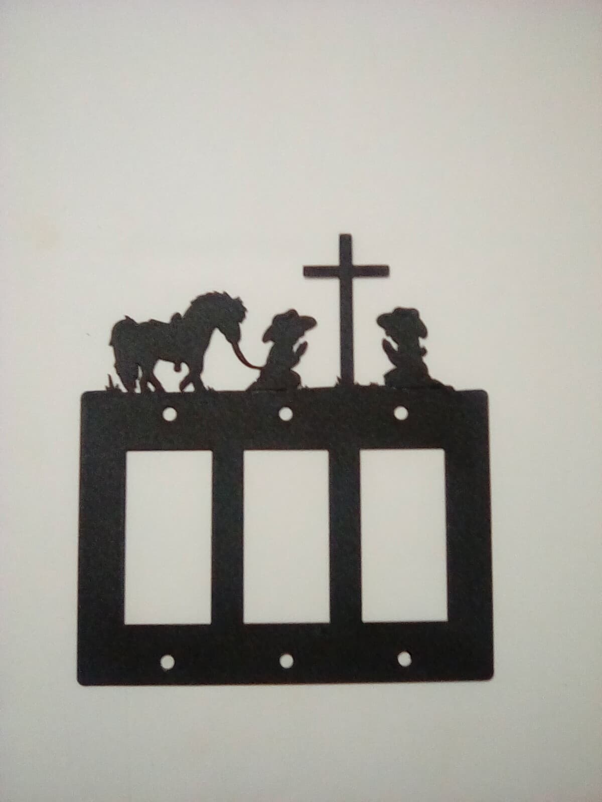 Triple Toggle Plate Cover Cowboy Cowgirl Praying Cross Pony Rustic Country New - Thumbnail 6