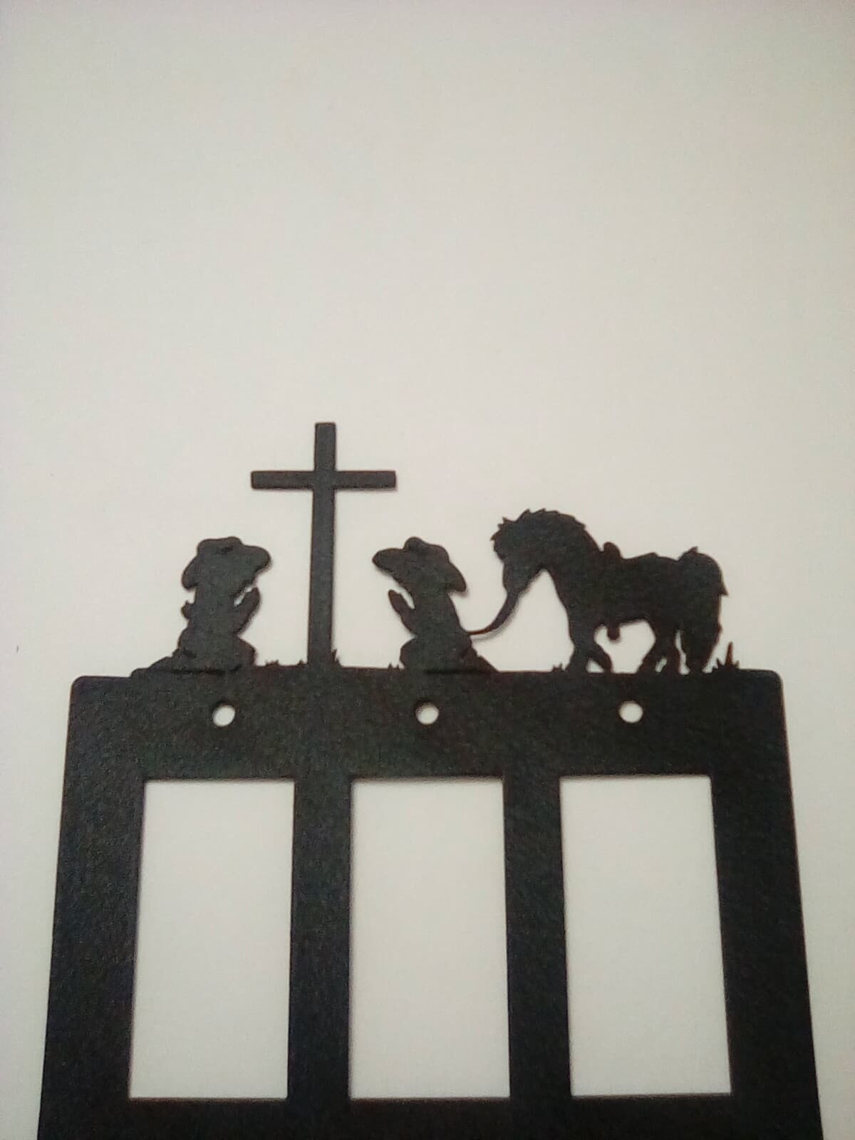 Triple Toggle Plate Cover Cowboy Cowgirl Praying Cross Pony Rustic Country New - Thumbnail 3