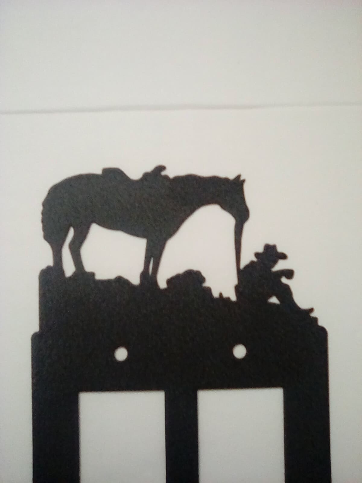 Double Toggle Plate Cover Cowboy Horse County Ranch Cabin Lodge Metal Black - Thumbnail 4
