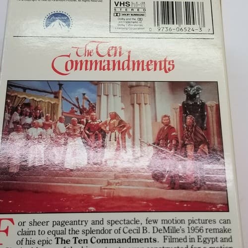 The Ten Commandments VHS HI-FI Stereo 2-Tape Set Cecil B Milles Used Paramount - Thumbnail 5