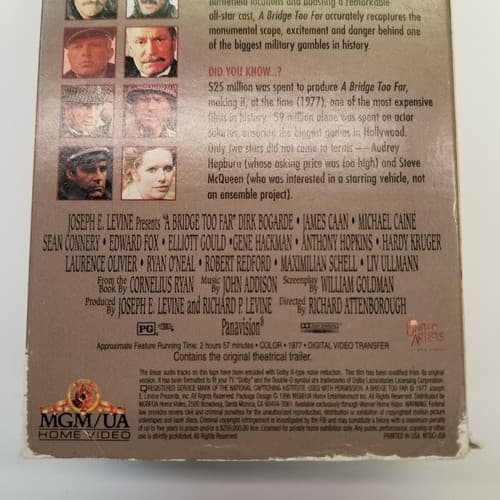 A Bridge Too Far VHS Gene Hackman Anthony Hopkins Robert Redford Nazis WWII - Thumbnail 6