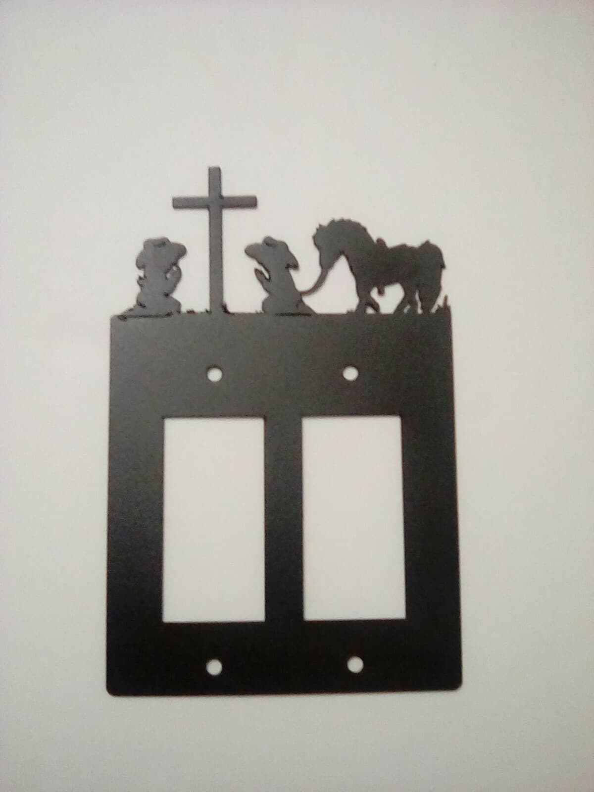 Double Toggle Plate Cover Cowboy Cowgirl Praying Cross Pony Rustic Country New - Thumbnail 5