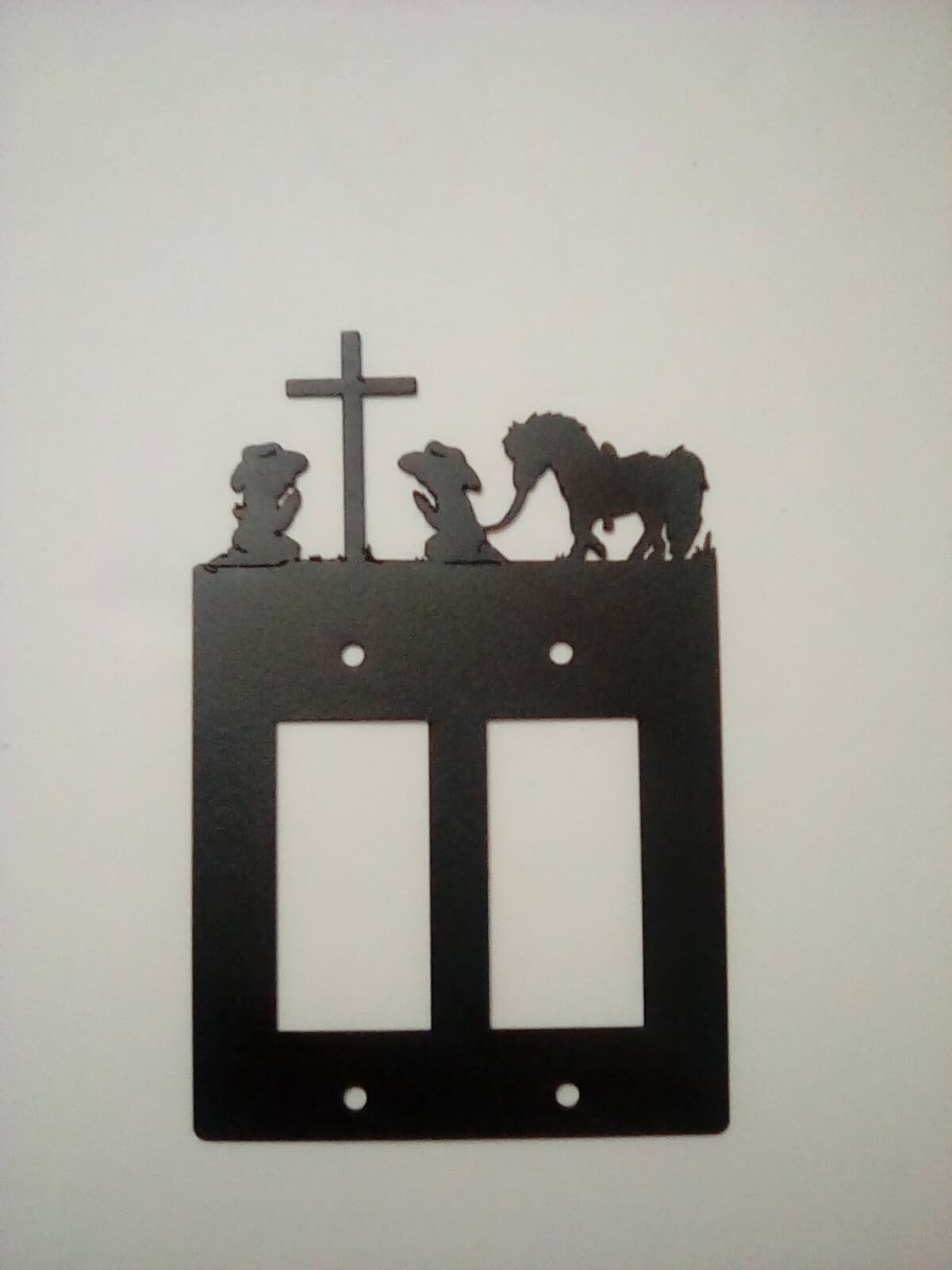 Double Toggle Plate Cover Cowboy Cowgirl Praying Cross Pony Rustic Country New - Thumbnail 2
