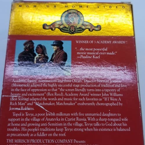 Fiddler on the Roof MGM Home Video 2 VHS Set Used 3 Time Academy Award - Thumbnail 7